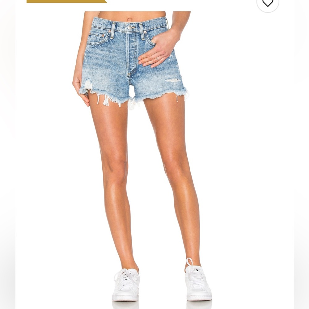 AGOLDE Parker Distressed Denim Jean Shorts - Light Blue